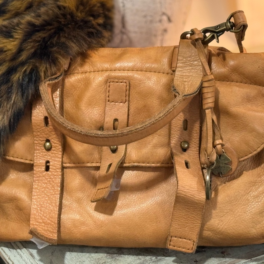 Lucky Brand Small Tan Leather Women's Duffle Bag